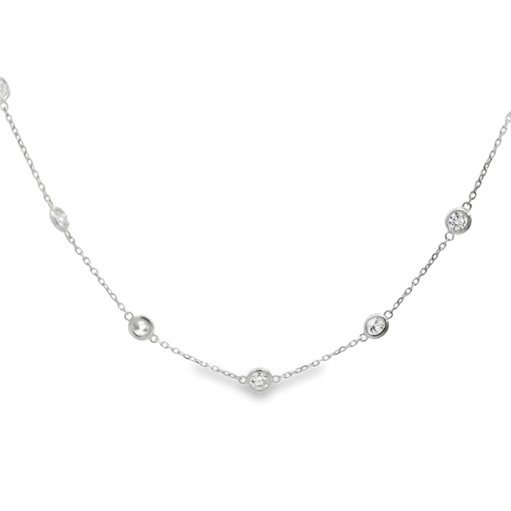 3.00 CTW Diamond by the Inch Necklace 14K White Gold – 18"