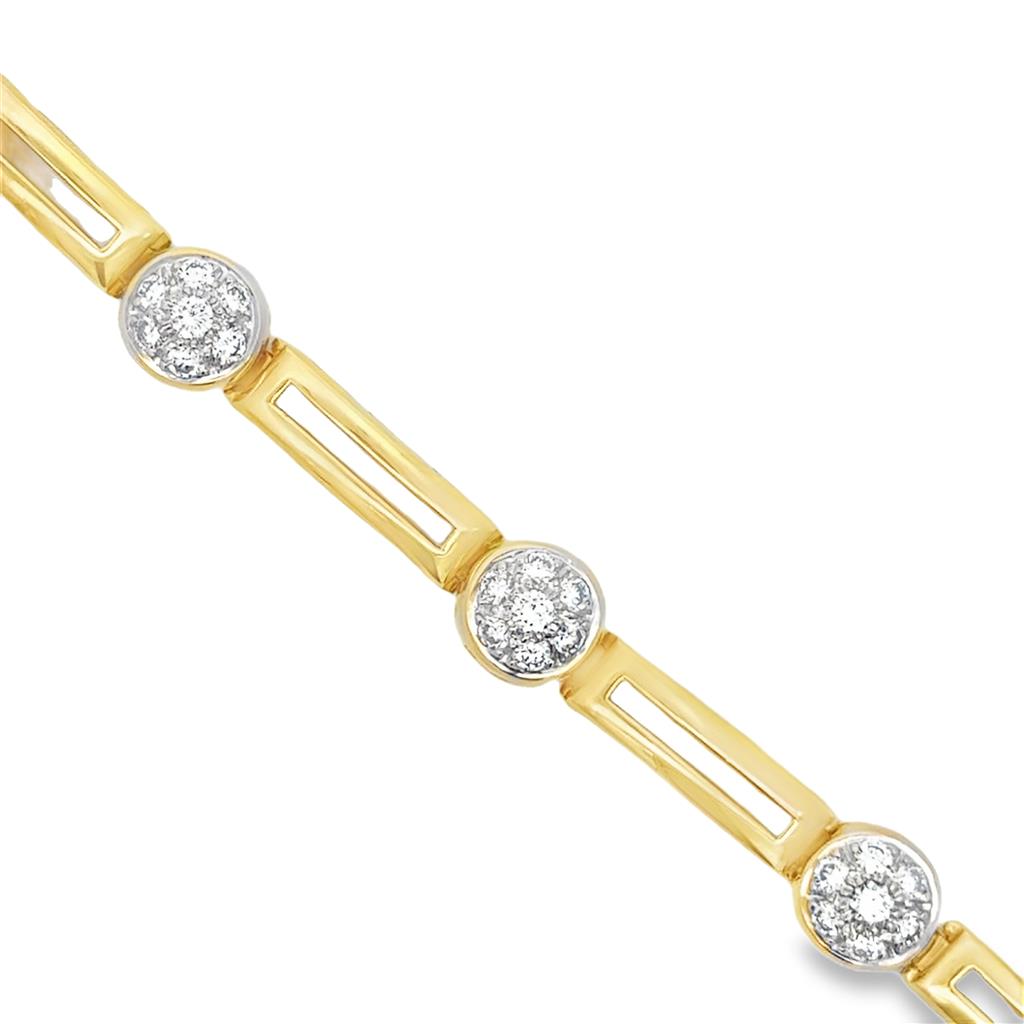 Sal Praschnik 2.17 CTW Diamond 18K Yellow Gold Designer Bracelet
