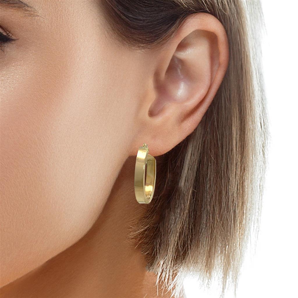 14K Yellow Gold Elongated 1" Hoop Earrings