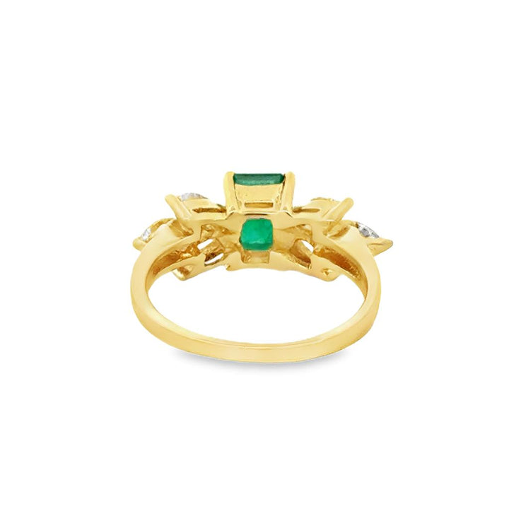 0.75 CTW Marquise Diamond & Emerald 18K Yellow Gold Ring