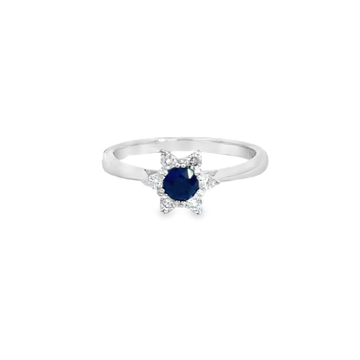 0.45 CT Sapphire & 0.17 CTW Diamond 14K White Gold Star Ring