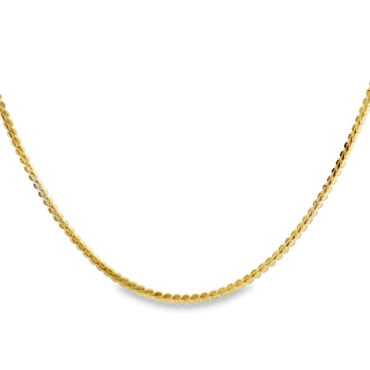 14K Yellow Gold 15" Flat Twisted Chain Necklace – 1.8mm Wide