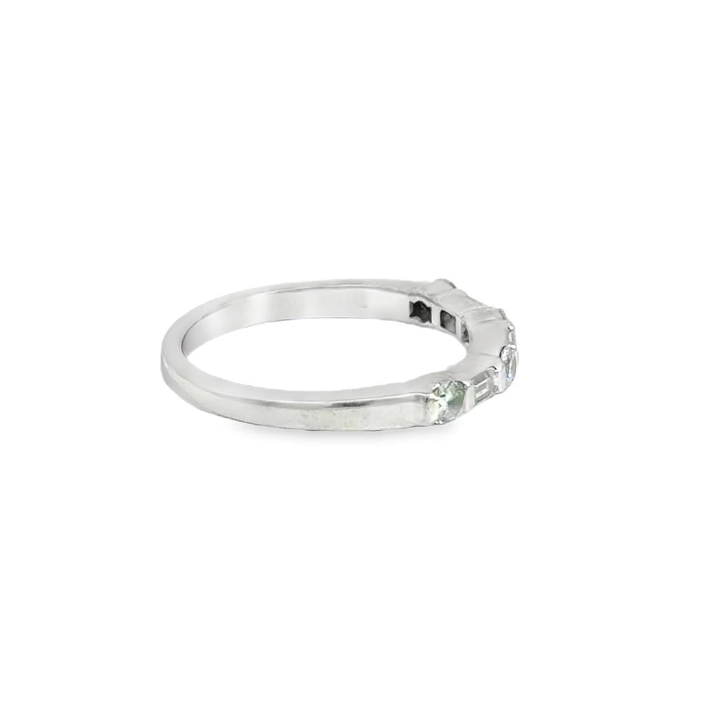 Pre-Owned Tiffany & Co. 0.35 CTW Diamond Platinum Baguette and Round Band Ring