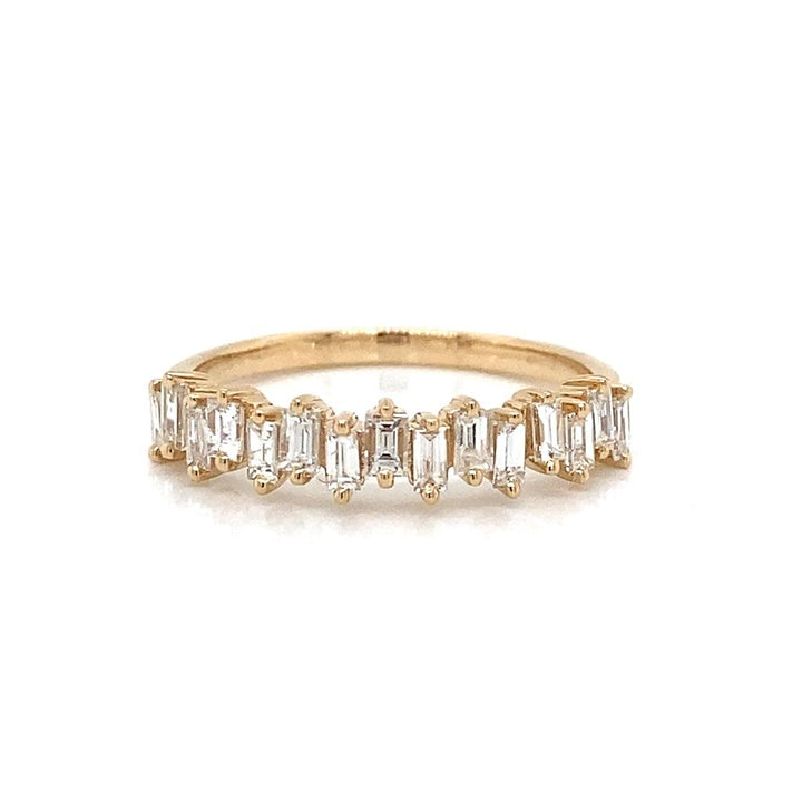 0.54 CTW Baguette Diamond 14K Yellow Gold Offset Design Ring