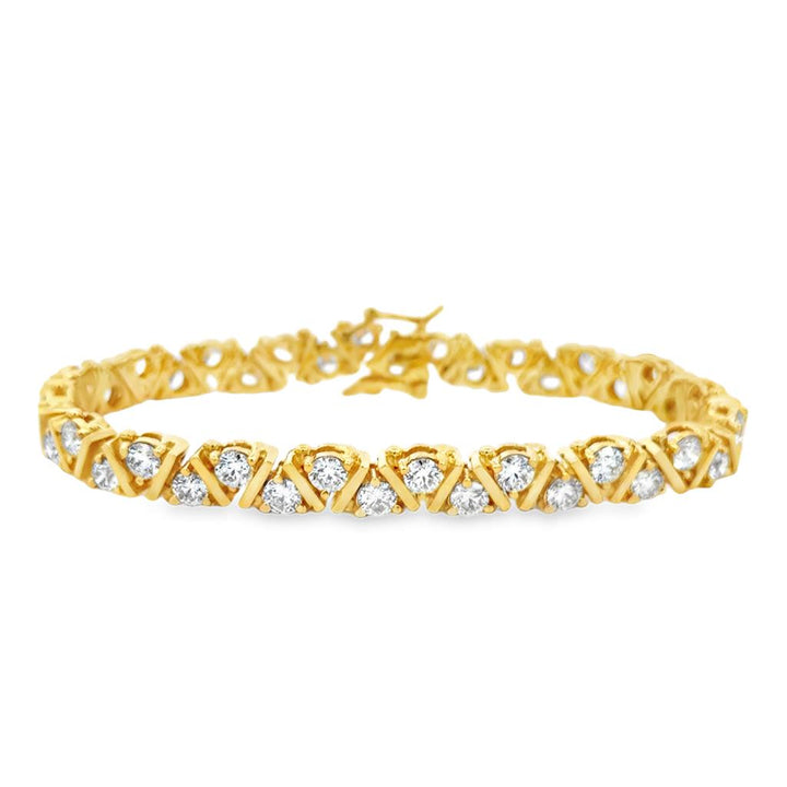 9.5 CTW Diamond 14K Yellow Gold X-Link Tennis Bracelet