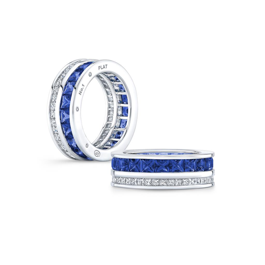 Robert Procop 4.59 CTW French Cut Sapphires with 1.13 CTW Diamond Platinum Ring