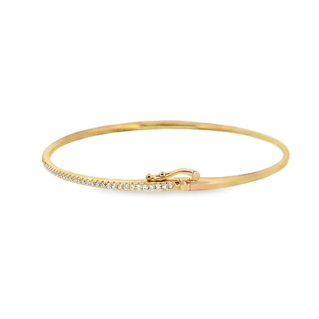0.51 CTW Diamond 18K Yellow Gold Hinge Bangle Bracelet