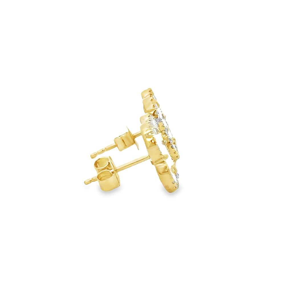 3.5 CTW Mother of Pearl 14K Yellow Gold Clover Stud Earrings