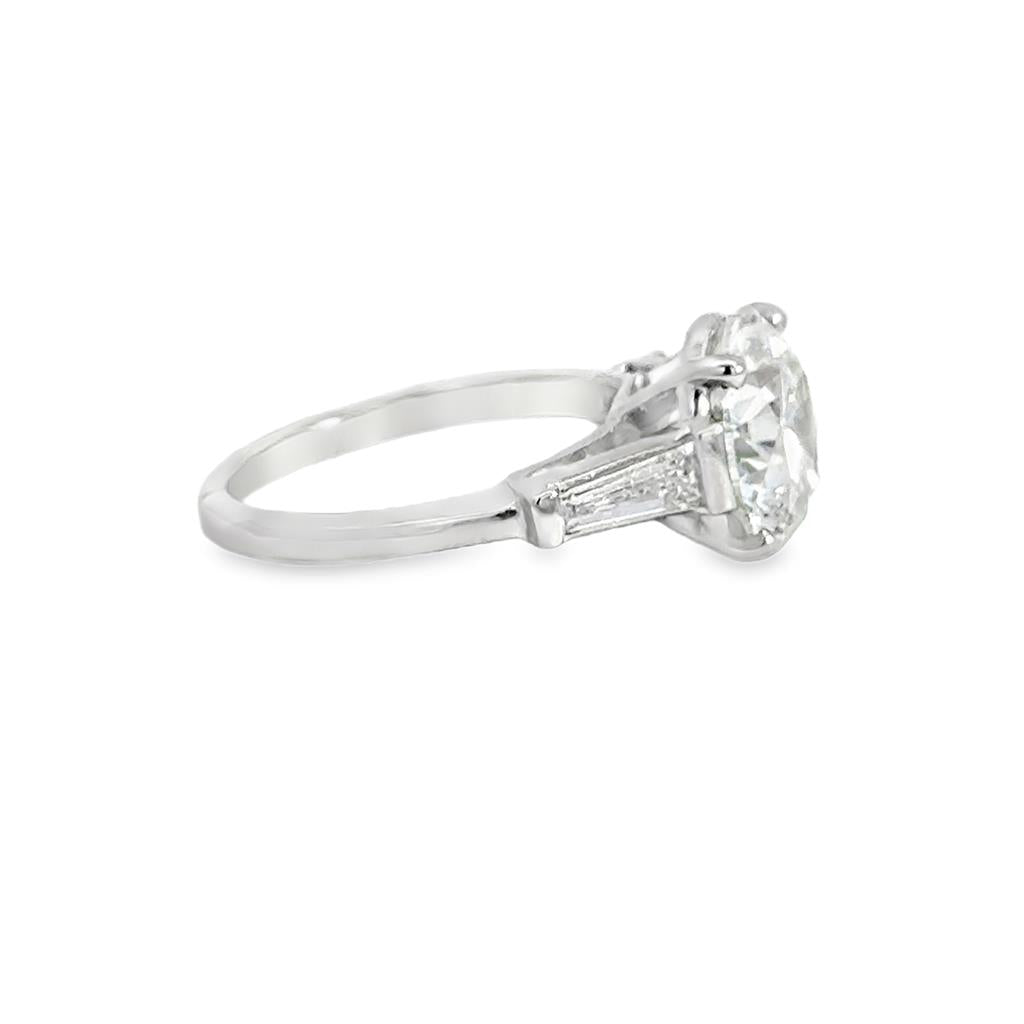 4.01 CT GIA Certified Round Brilliant Diamond Platinum Engagement Ring