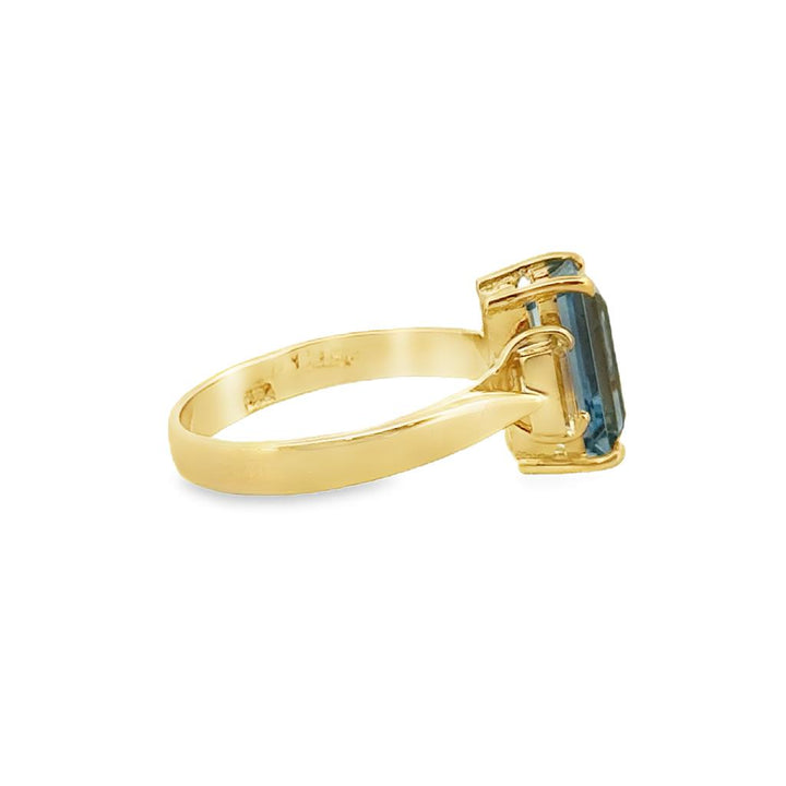 0.40 CTW Yellow Diamond & Emerald-Cut Aquamarine 18K Yellow Gold Ring