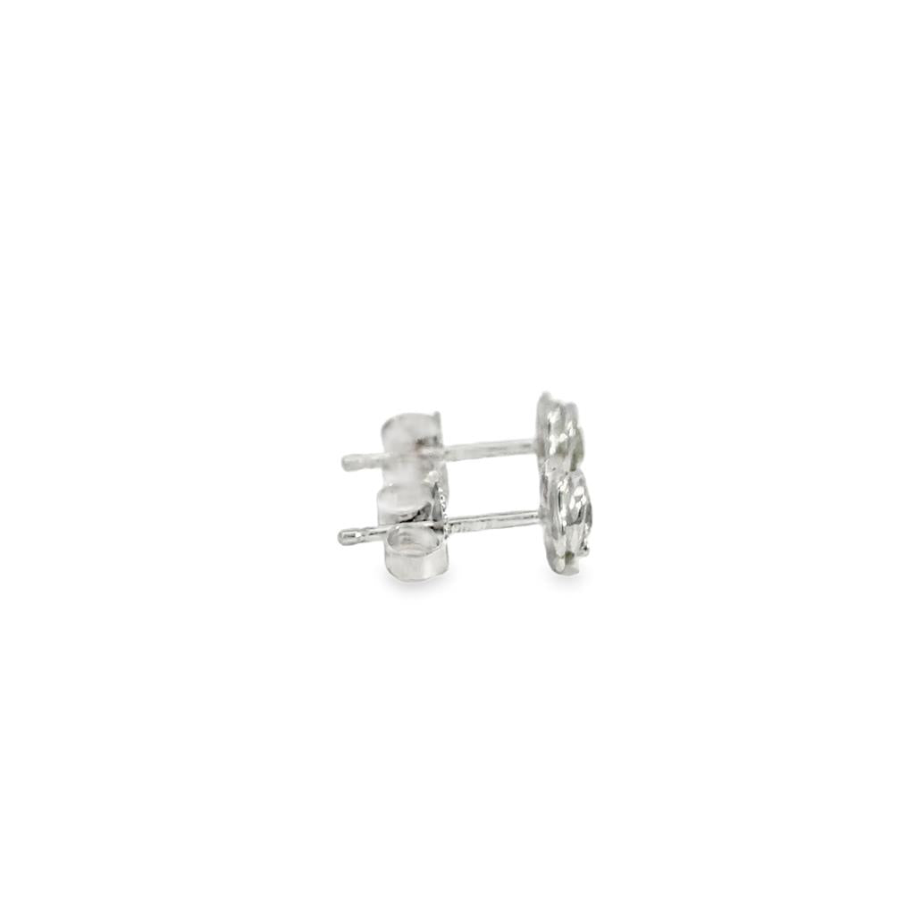 0.30 CTW Diamond 14K White Gold Sculpted Floral-Inspired Stud Earrings