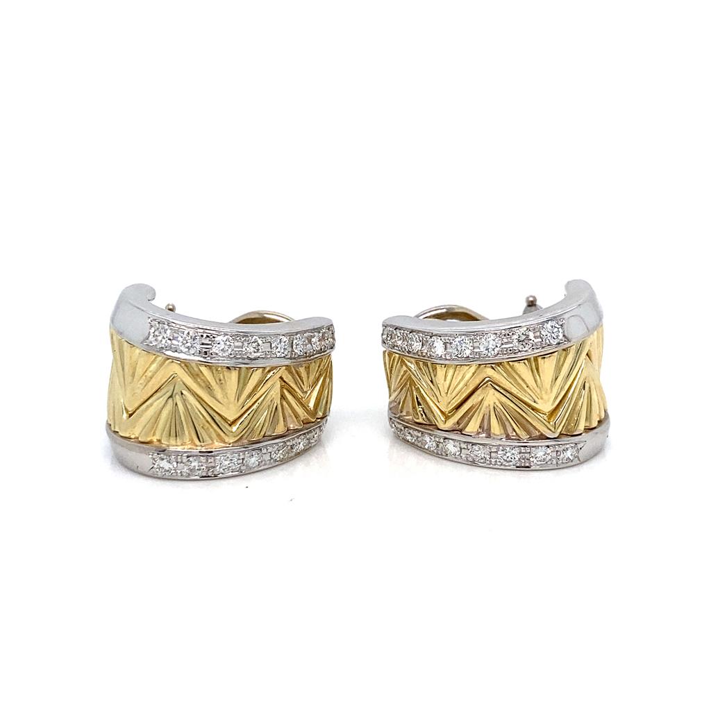 Sal Praschnik 0.54 CTW Diamond 18K Yellow Gold Unity Hoop Earrings