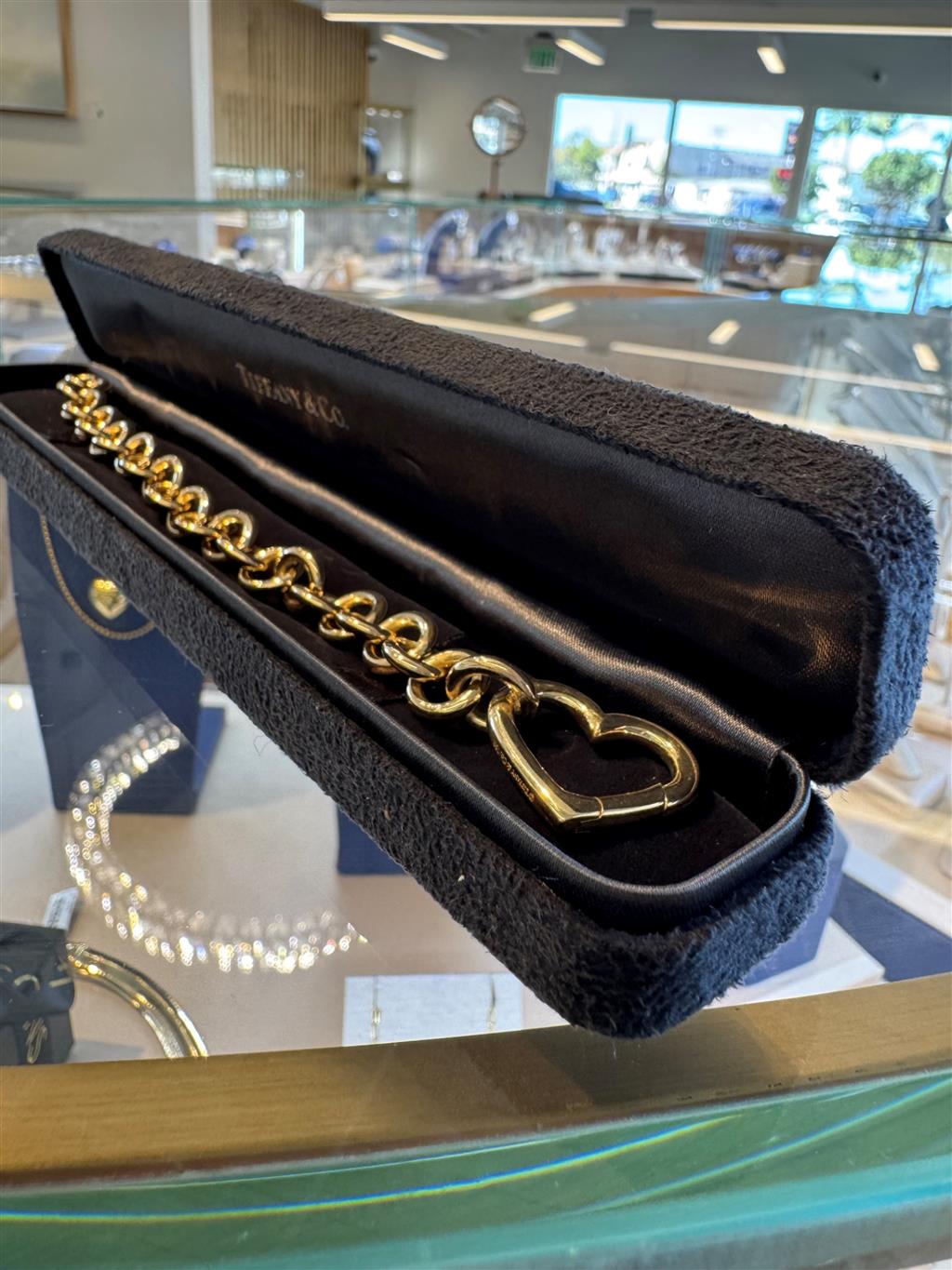 Tiffany & Co. 18K Yellow Gold Open Heart Charm Bracelet
