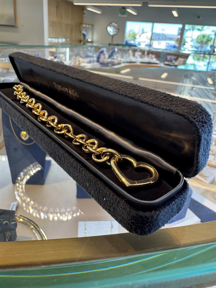 Tiffany & Co. 18K Yellow Gold Open Heart Charm Bracelet