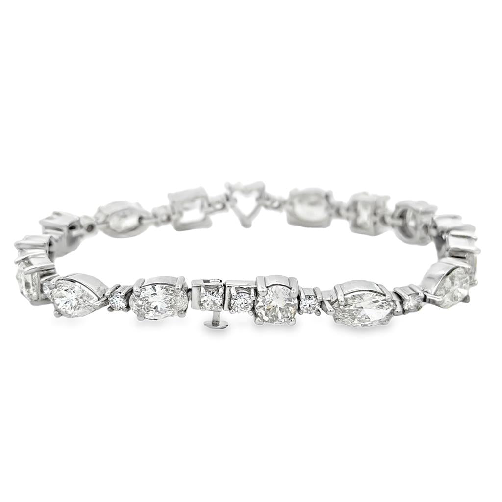 19.45 CTW Diamond Multi-Shape 18K White Gold Bracelet