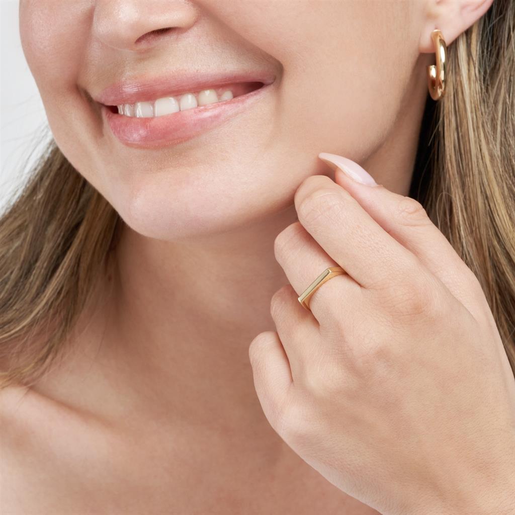 14K Yellow Gold Slim Signet Ring