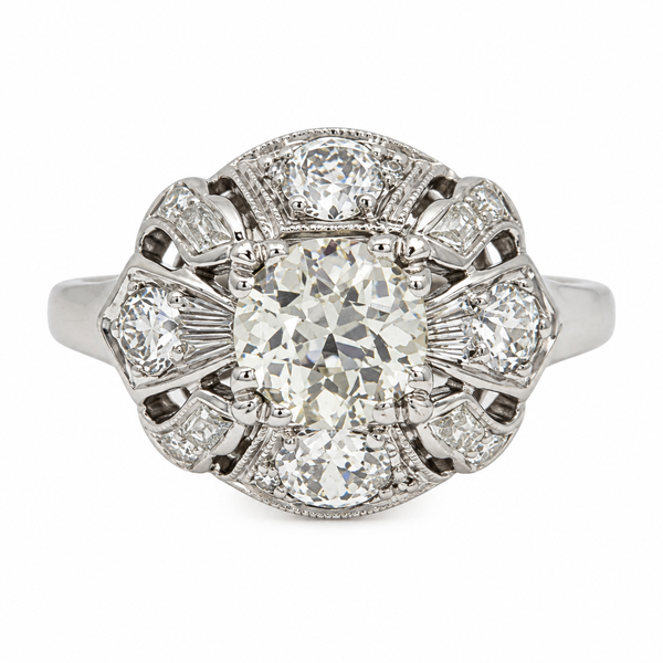 1.50 CTW Diamond Antique Ring in 14K White Gold