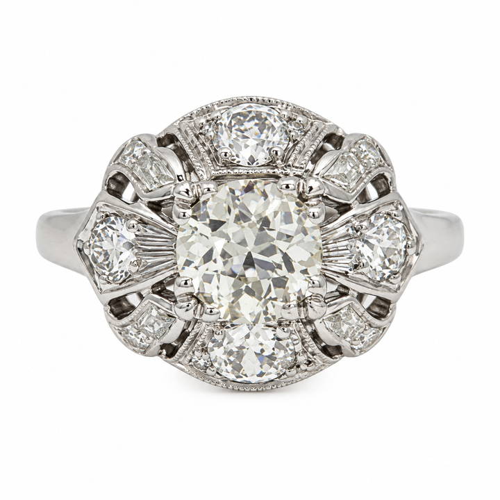 1.50 CTW Diamond Antique Ring in 14K White Gold