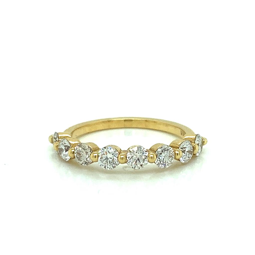 1.06 CTW Round Diamonds 18K Yellow Gold Single Shared Prong Band