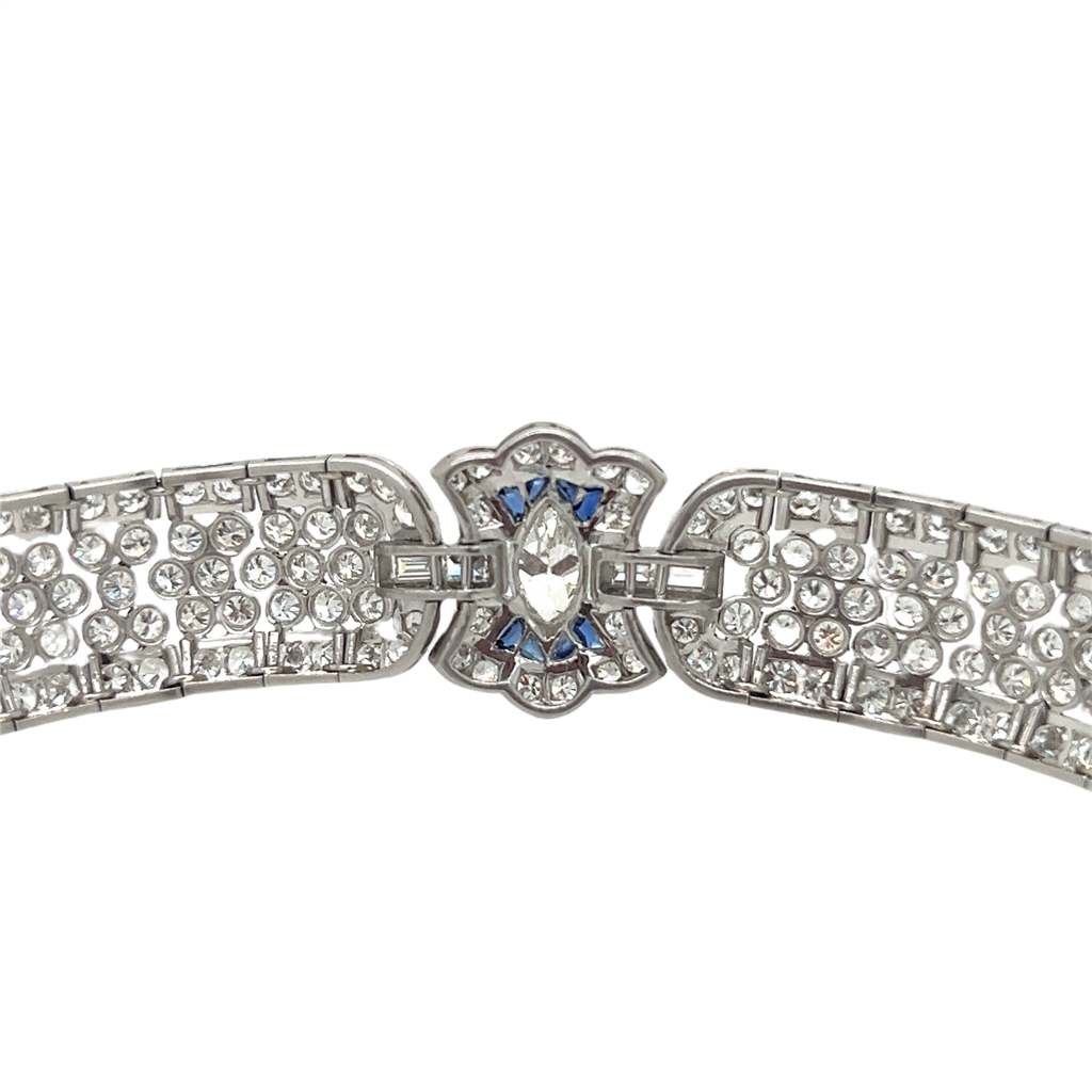 Art Deco 20.00 CTW Diamond and Sapphire Platinum Bracelet