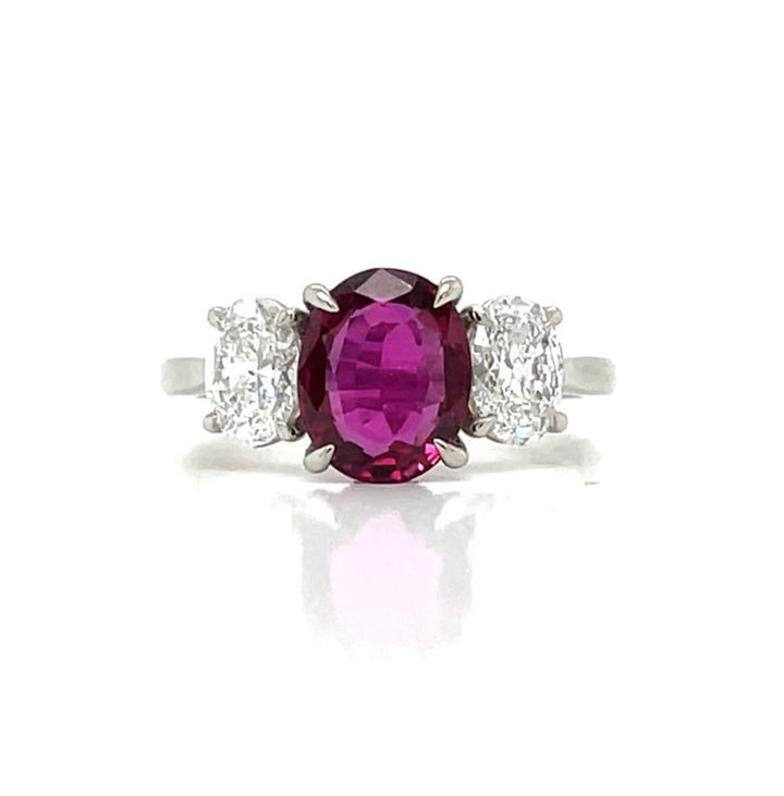 3.02 CTW Ruby and Diamond Platinum Ring