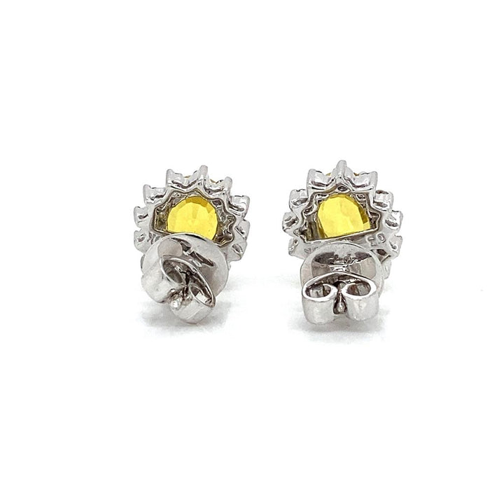Yellow Sapphire & Diamond Sun Burst Earrings