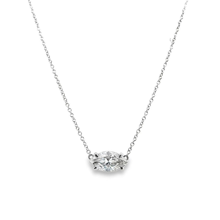1.56 CT White Gold 18K Necklace with Marquise K/L I1 Diamond