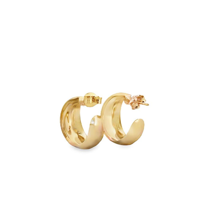 14K Yellow Gold Domed Hoop Earrings – 17mm Diameter, 8mm Wide
