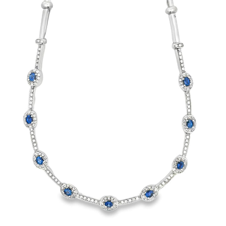 2.50 CTW Diamond & 2.00 CTW Sapphire 18K White Gold Necklace