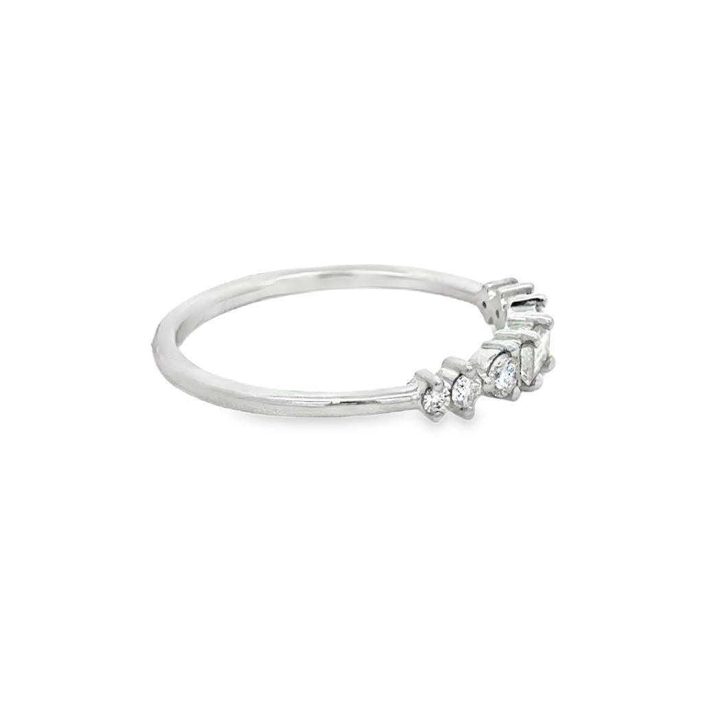0.31 CTW Diamond 14K White Gold Band – Round & Baguette Accents, 3.2mm