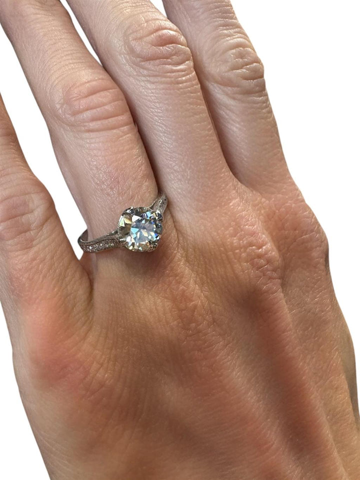 1.77 CT Old European Cut Diamond Art Deco Platinum Ring