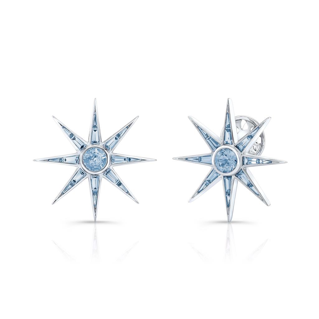 Sapphire Luminous Starburst Stud Earrings
