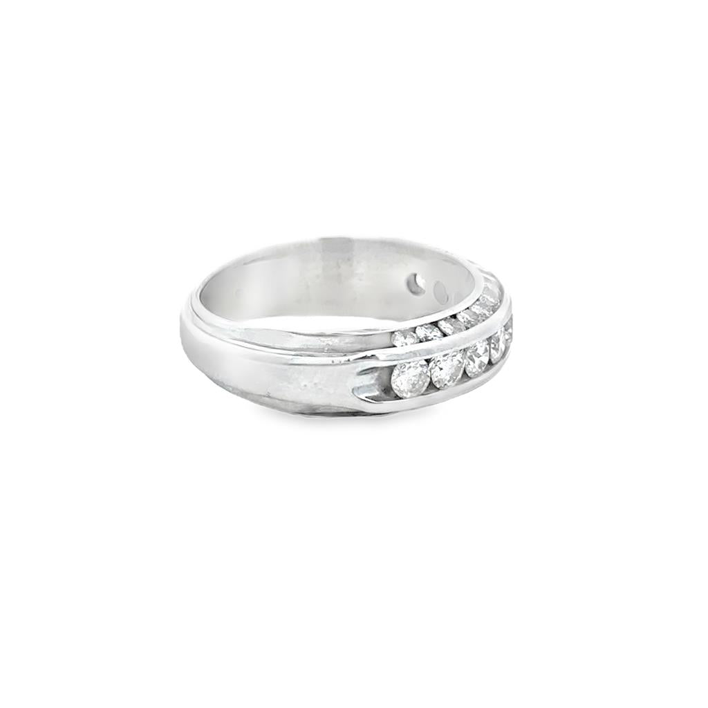 0.85 CTW Diamond Three-Row Band Ring in 14K White Gold