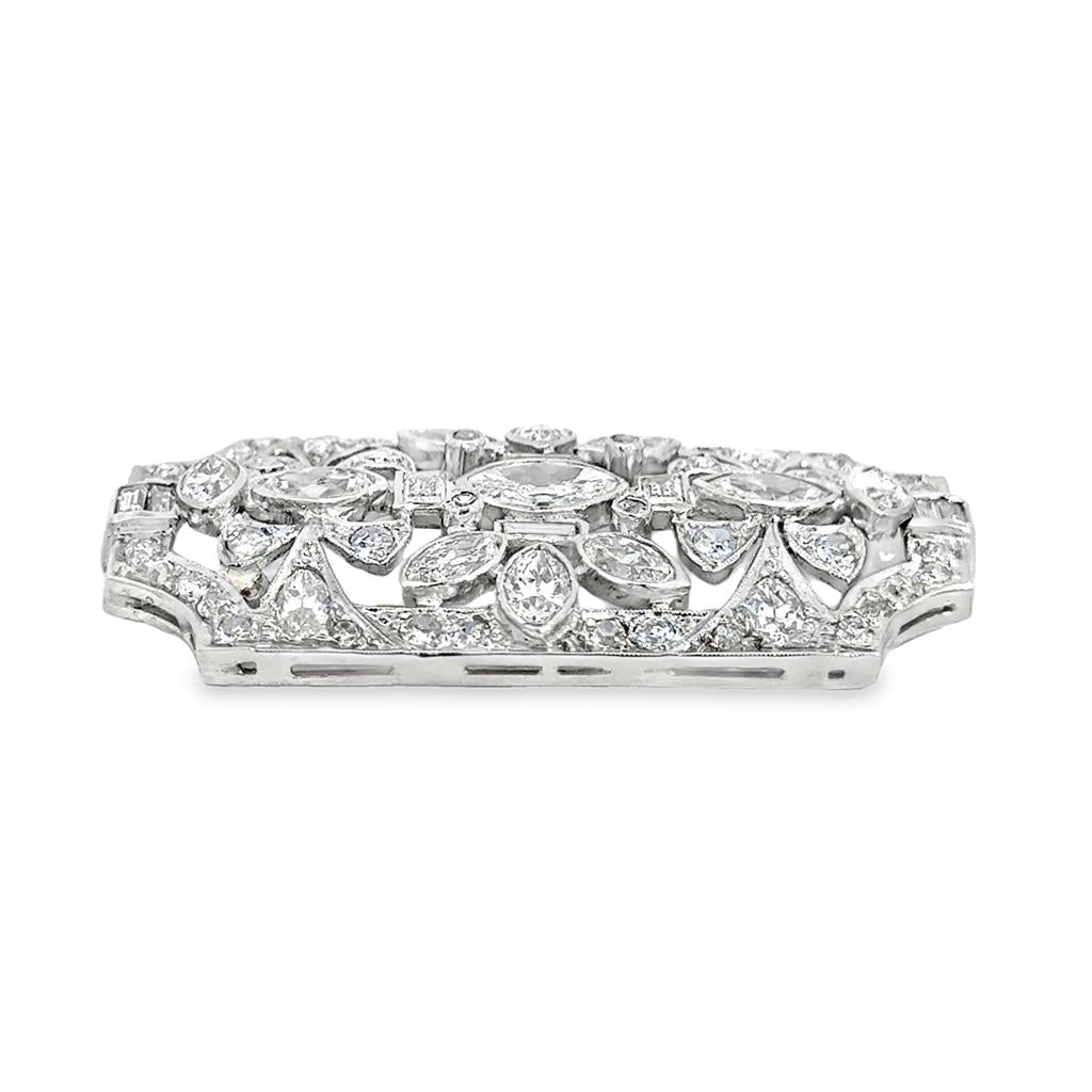 5.00 CTW Diamond Platinum Art Deco Pin Brooch