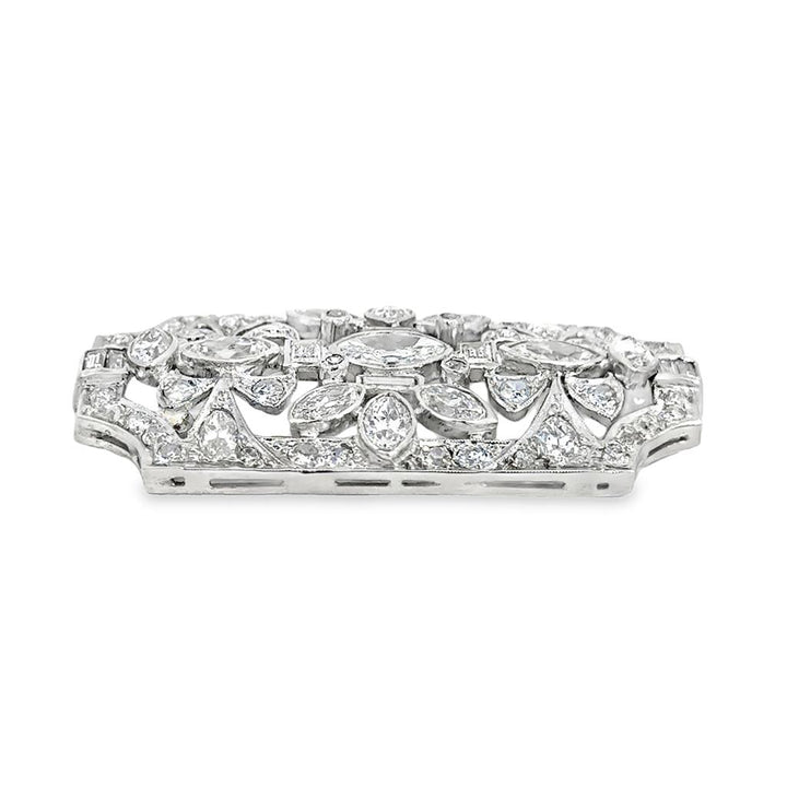 5.00 CTW Diamond Platinum Art Deco Pin Brooch