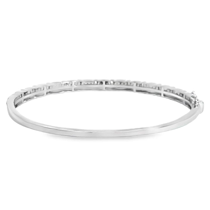 1.00 CTW Fancy Diamond Bangle Bracelet in 14K White Gold