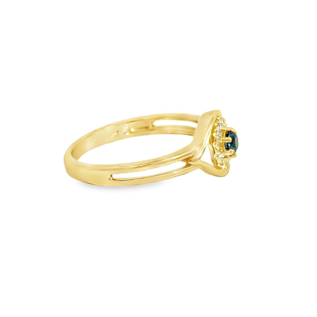 0.07 CTW Diamond & Sapphire 14K Yellow Gold Dainty Split Shank Ring – Size 5.25