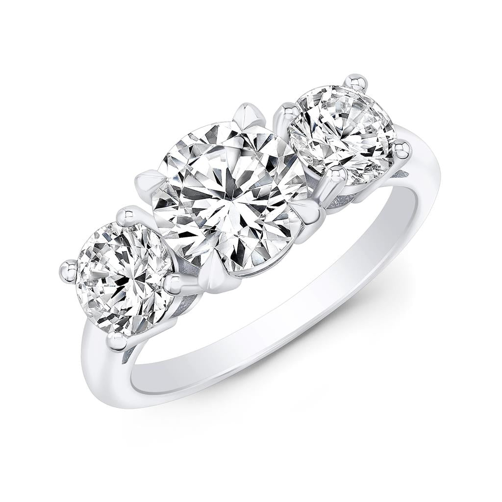 Three Stone Semi-Mount Diamond 18K White Gold Engagement Ring