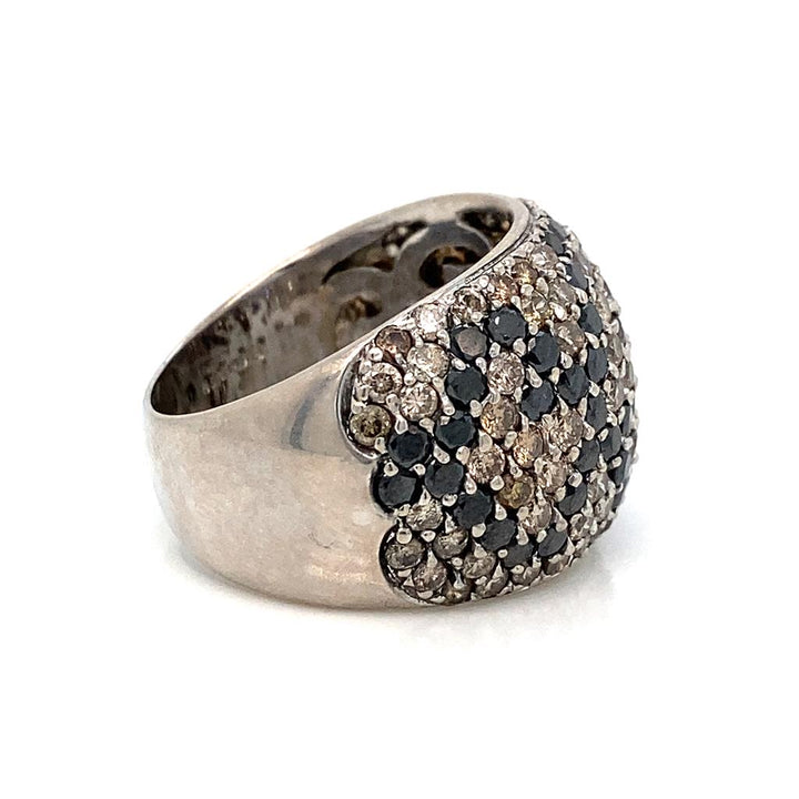 B. Kronnen Designs White, Black, and Brown Diamonds 18K White Gold Multi-Color Ring