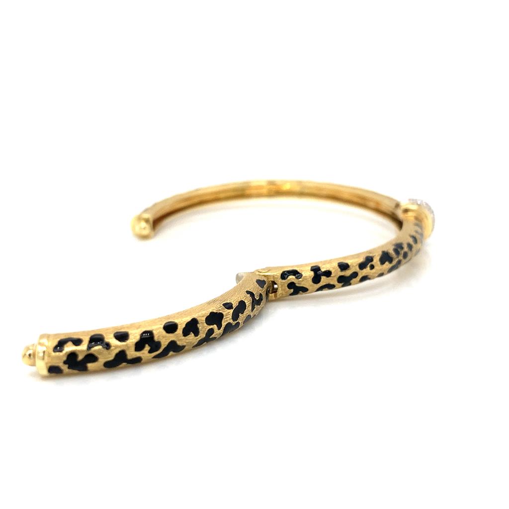 Diamond Cheetah Bangle Bracelet-18KY