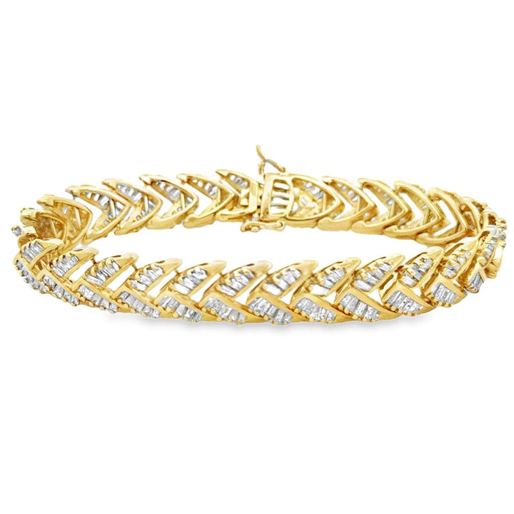 5.00 CTW Tapered Baguette Diamond Bracelet in 18K Yellow Gold