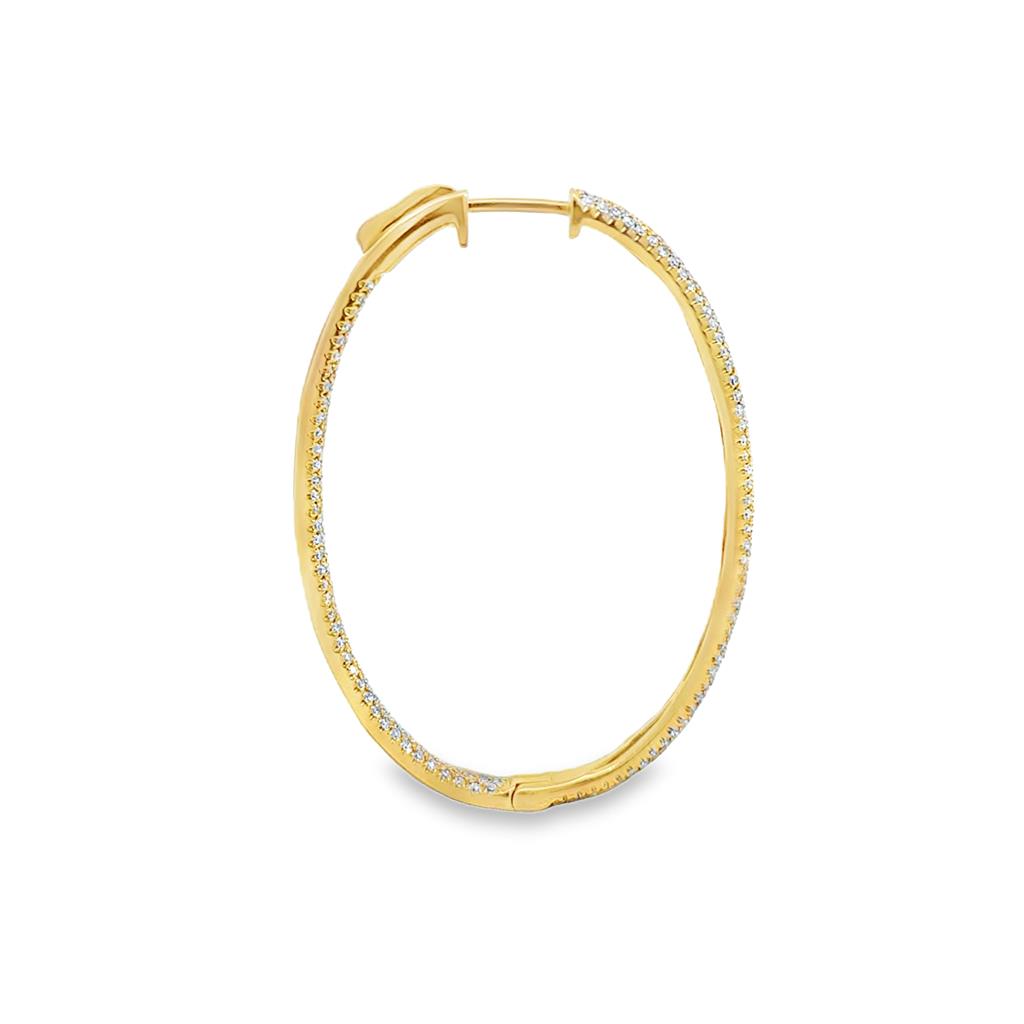0.82 CTW Diamond 18K Yellow Gold Inside-Out Oval Hoop Earrings