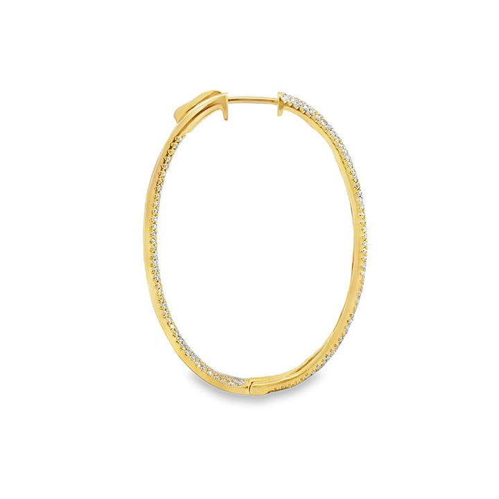 0.82 CTW Diamond 18K Yellow Gold Inside-Out Oval Hoop Earrings