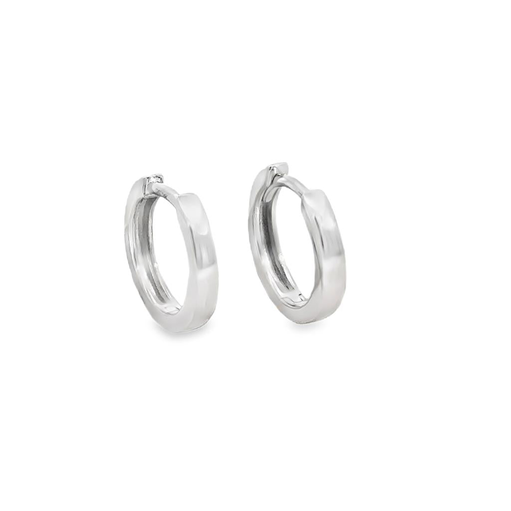14K White Gold Huggie Hoop Earrings