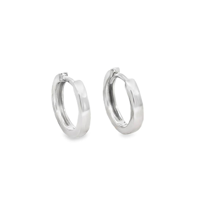 14K White Gold Huggie Hoop Earrings