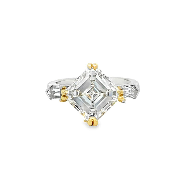4.02 CT VS1 I-Color Diamond Platinum & Yellow Gold Sideways-Set Engagement Ring
