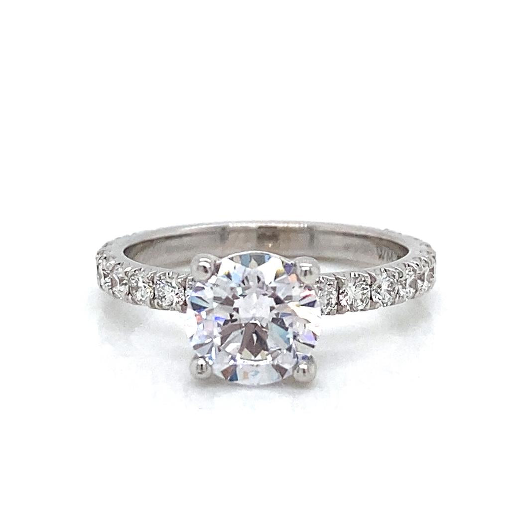 0.75 CTW Round Diamonds 18K White Gold Engagement Ring
