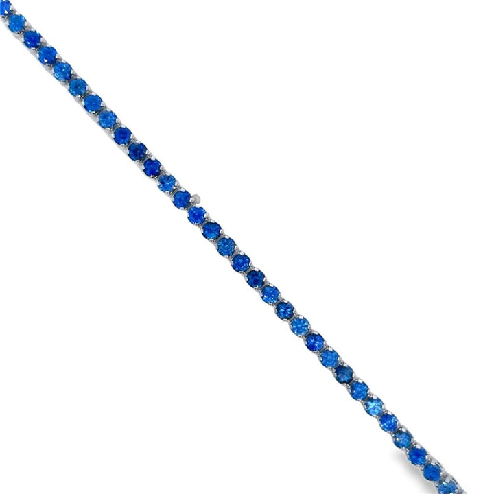 5.29 CTW Sapphire 18K White Gold Tennis Bracelet