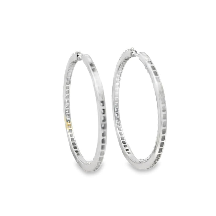 1.75 CTW Diamond Inside-Out Hoop Earrings in 14K White Gold