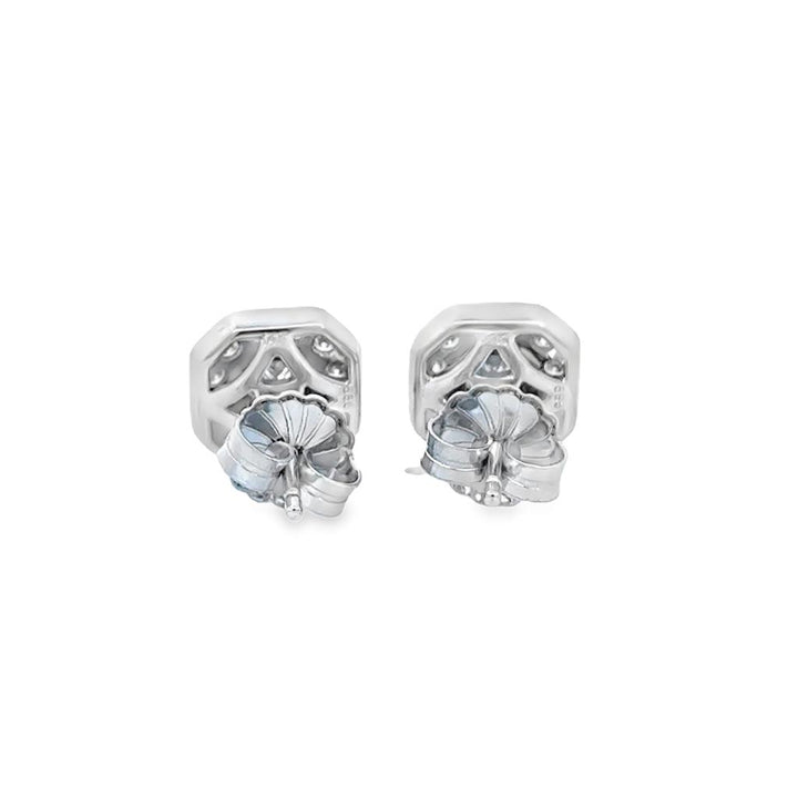0.65 CTW Diamond Halo Stud Earrings 14K White Gold – 9mm